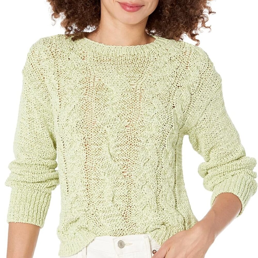 VINCE Sweater Women's XS Pale Lime Green Cable Knit‎